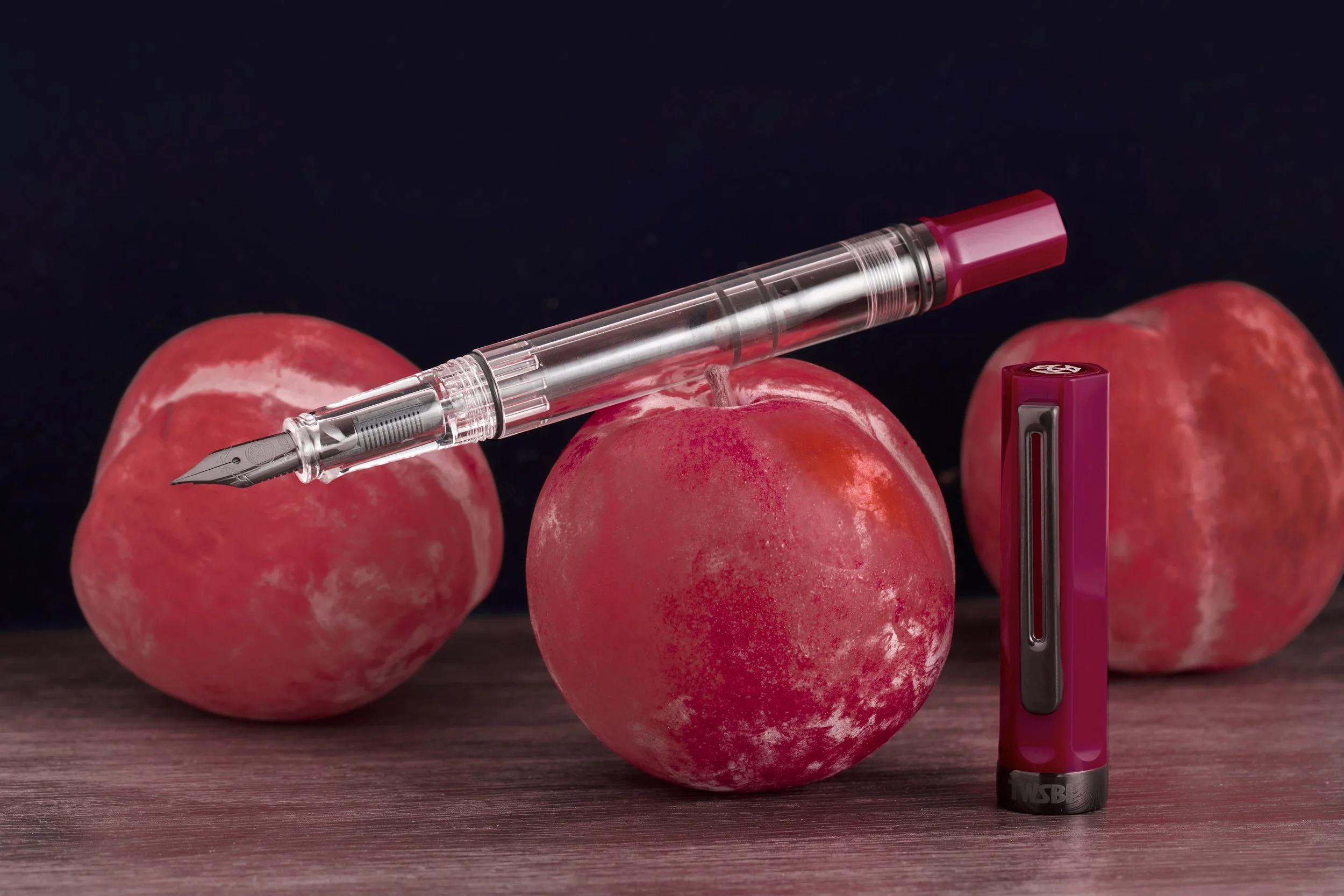 TWSBI ECO Plum + Onyx Fountain Pen with Fruit