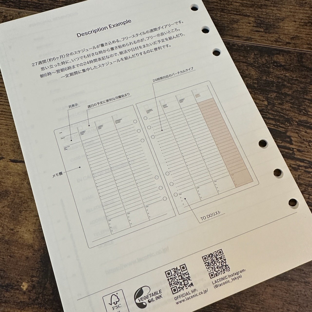 Laconic Style 6-Ring A5 Planner Weekly Layout