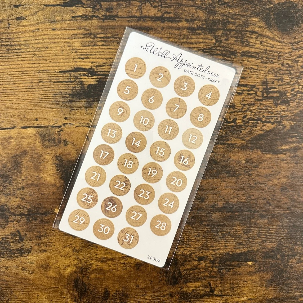 Well-Appointed Desk Date Dot Sticker Sheet Kraft