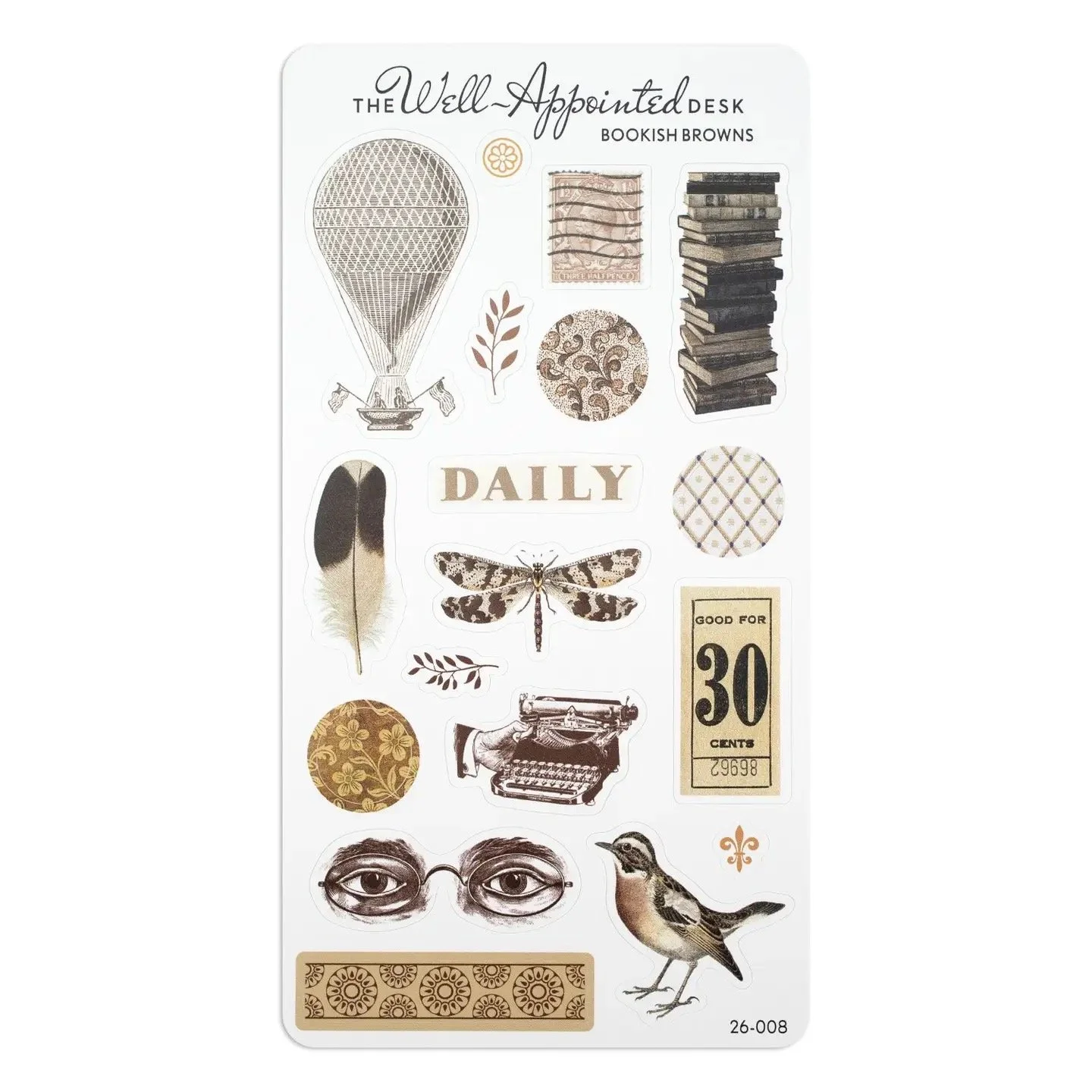 Well-Appointed Desk Bookish Browns Sticker Sheet