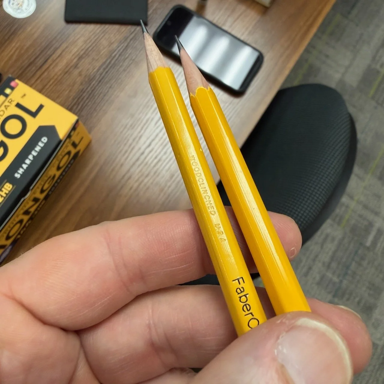 Woodclinched USA Imprint on a vintage Mongol Pencil