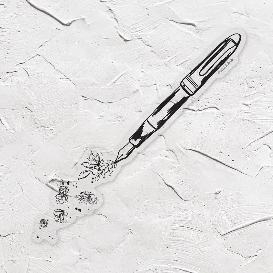Belle & Union Fountain Pen Flourish Clear Vinyl Sticker