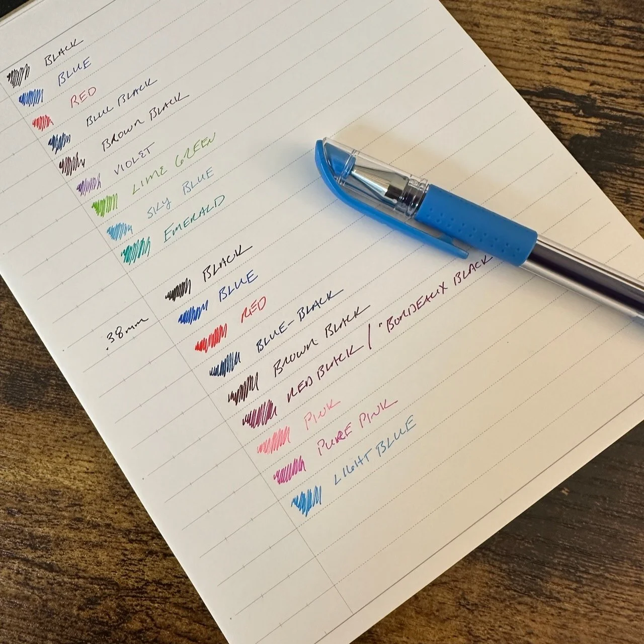 Uni Signo DX Gel Pens .38mm Writing Sample