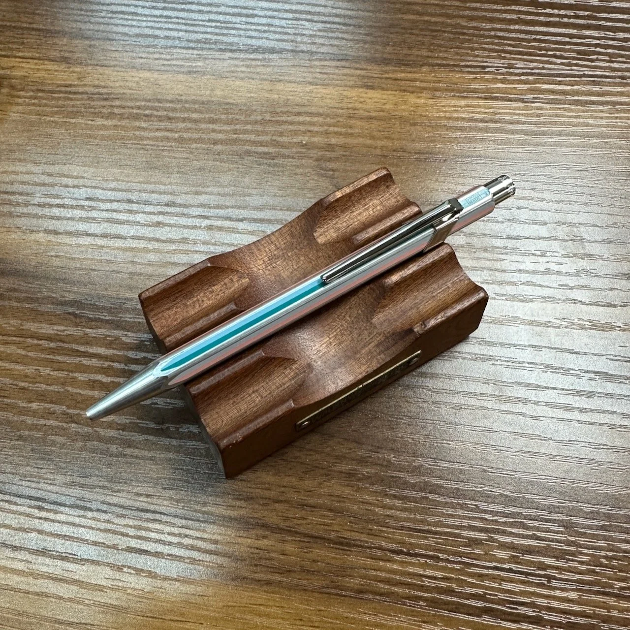 Caran d'Ache + Paul Smith 849 Ballpoint Raw Silver Top View