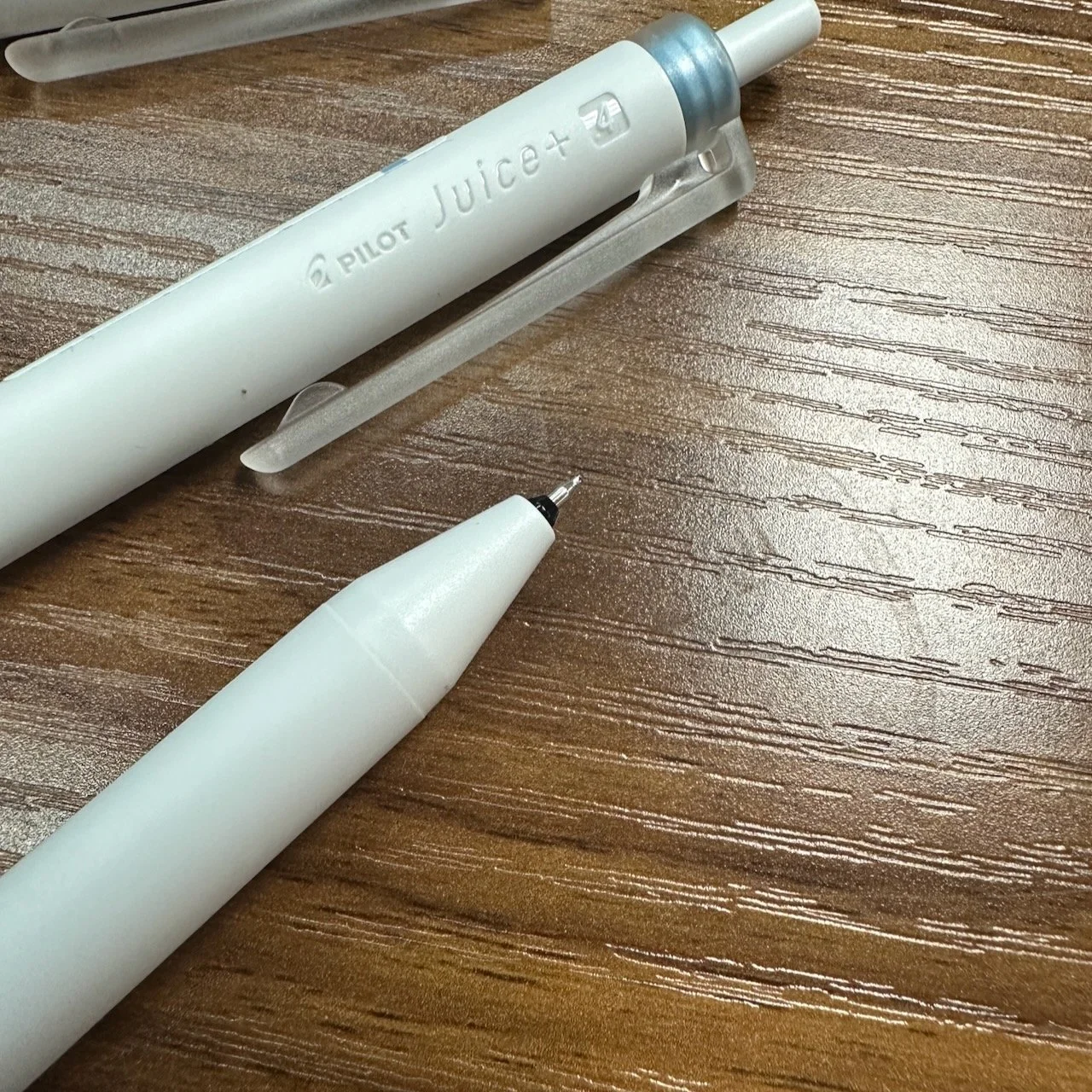 Pilot Juice Plus Gel Pen Showing Matte White Barrel with Synergy Tip