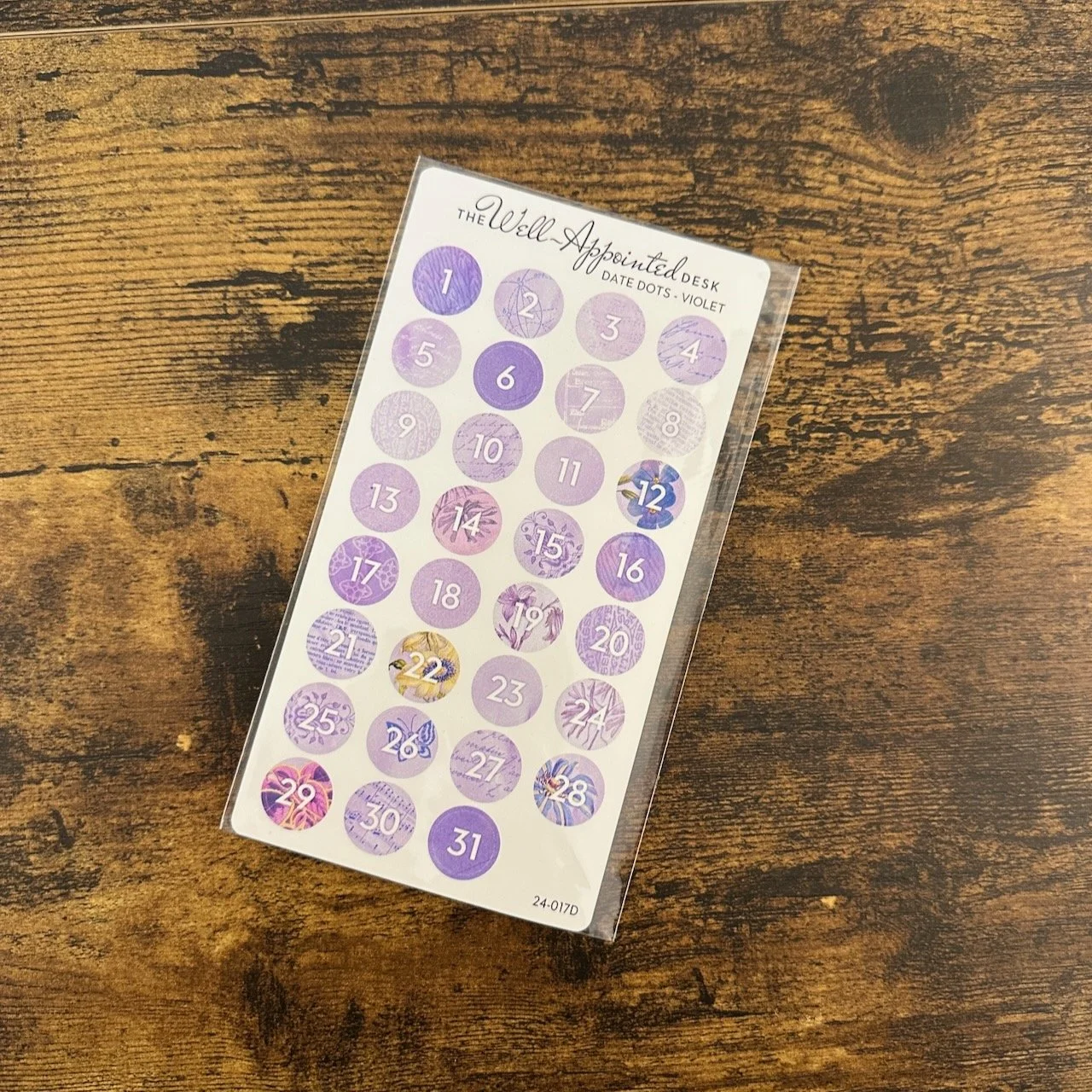 Well-Appointed Desk Date Dot Sticker Sheet Purple