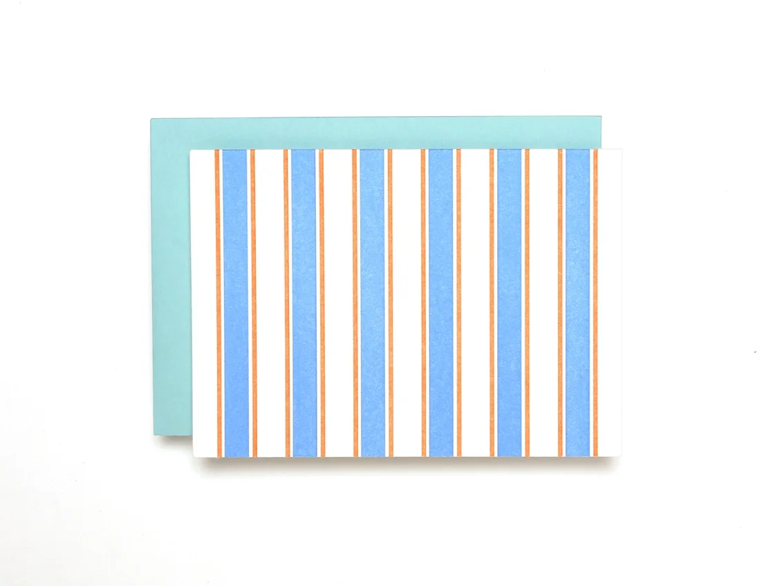 Shorthand Letterpress French Stripe Single Card