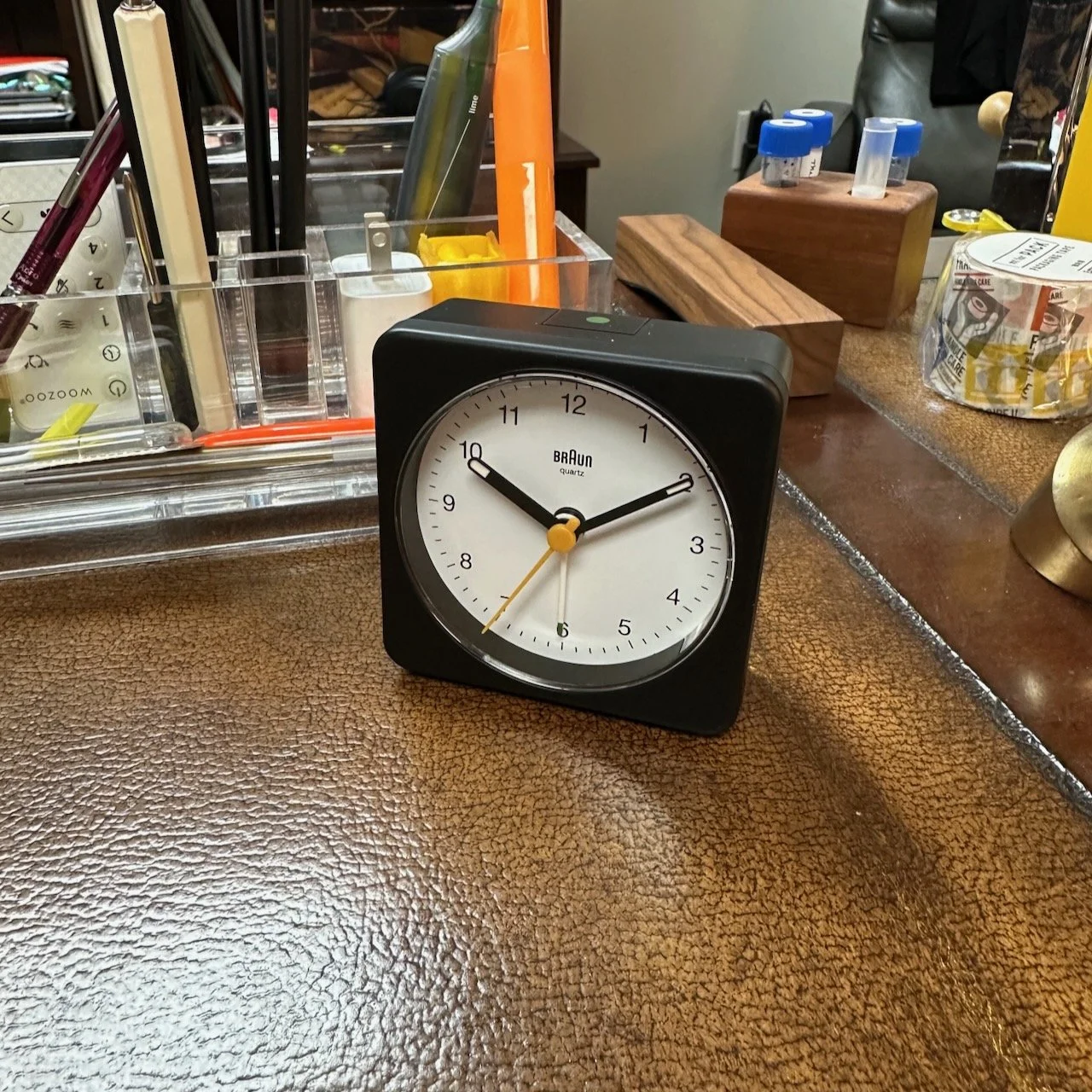 Braun Large Travel Alarm Clock on Desk