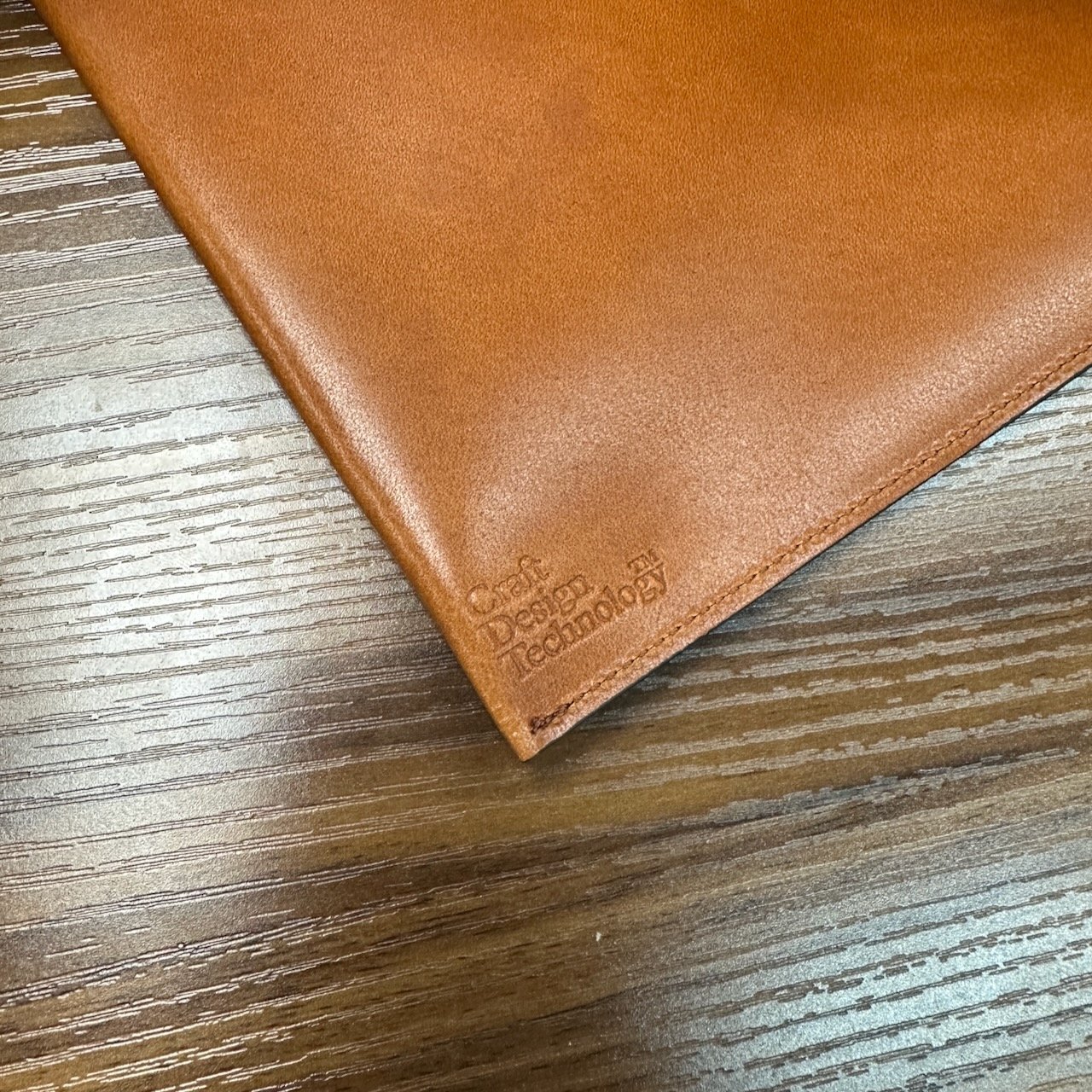 Craft Design Technology Camel A5 Leather Clutch Logo