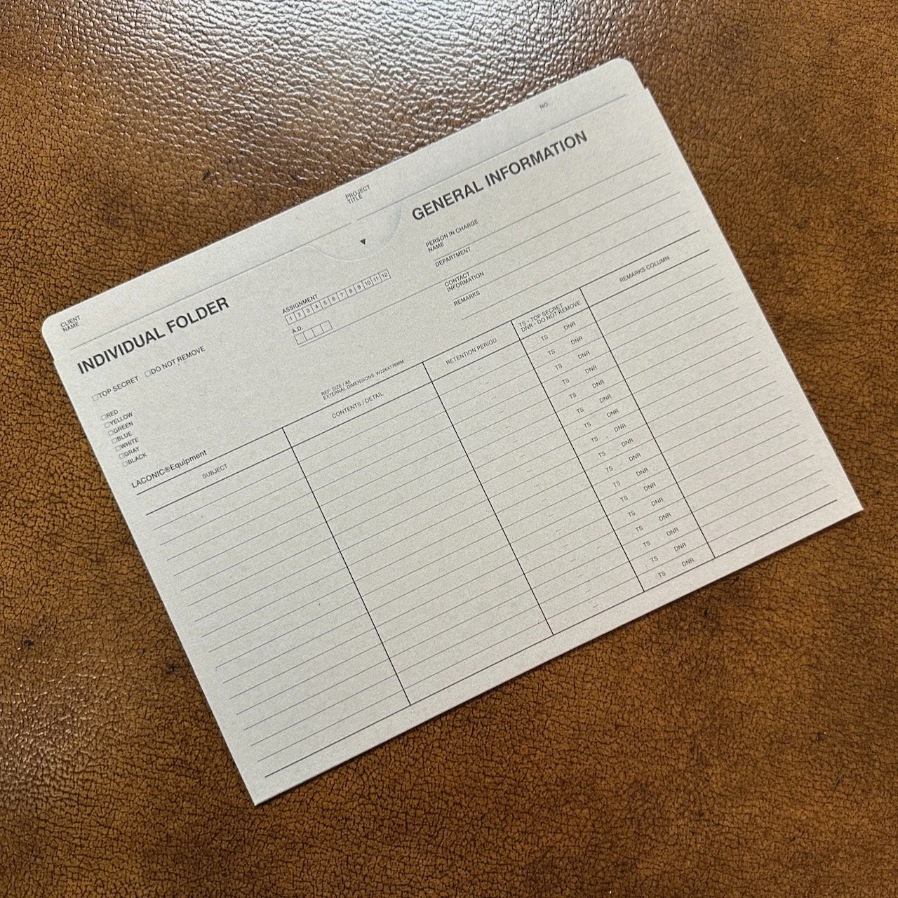 Laconic A5 Folder Front Layout