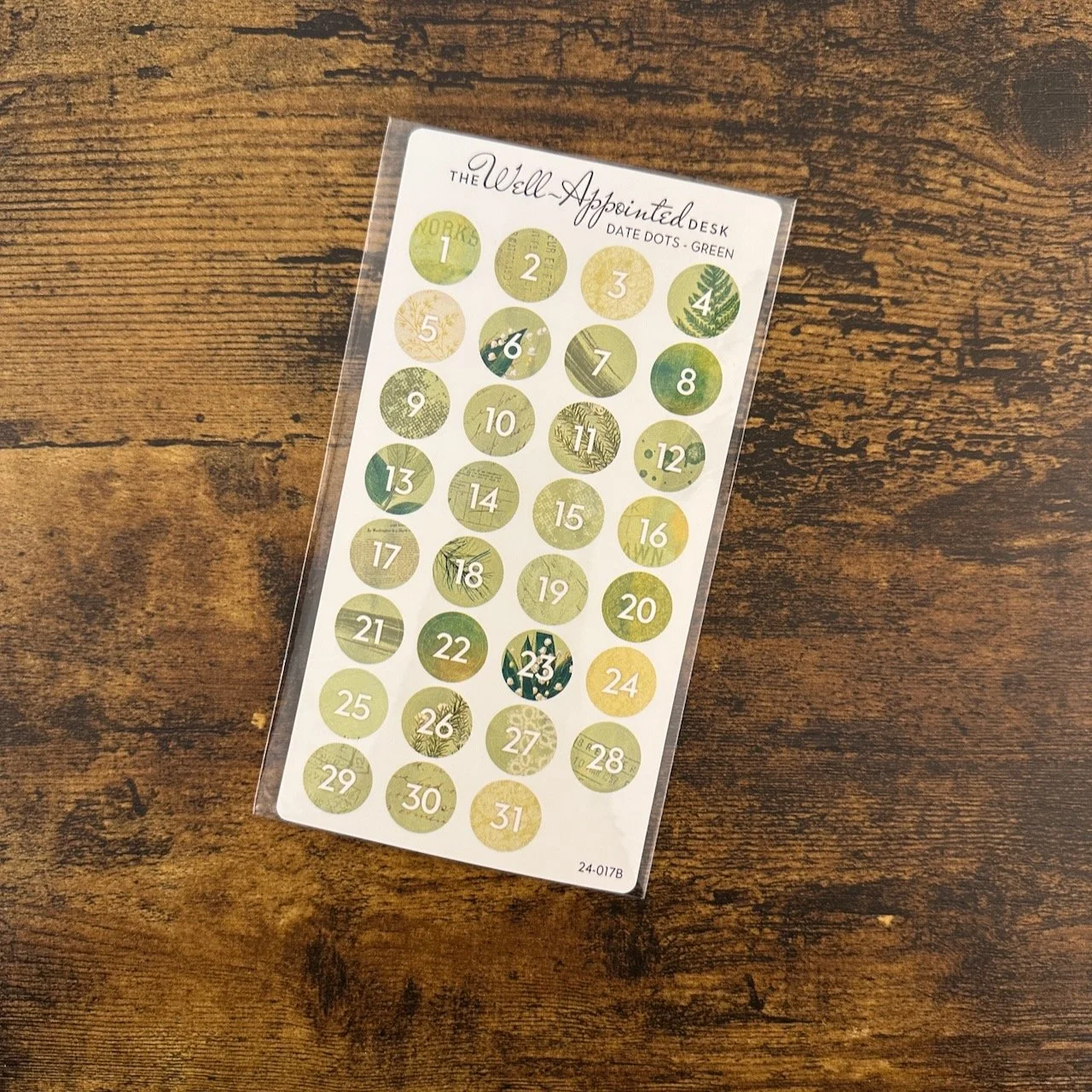 Well-Appointed Desk Date Dot Sticker Sheet Green