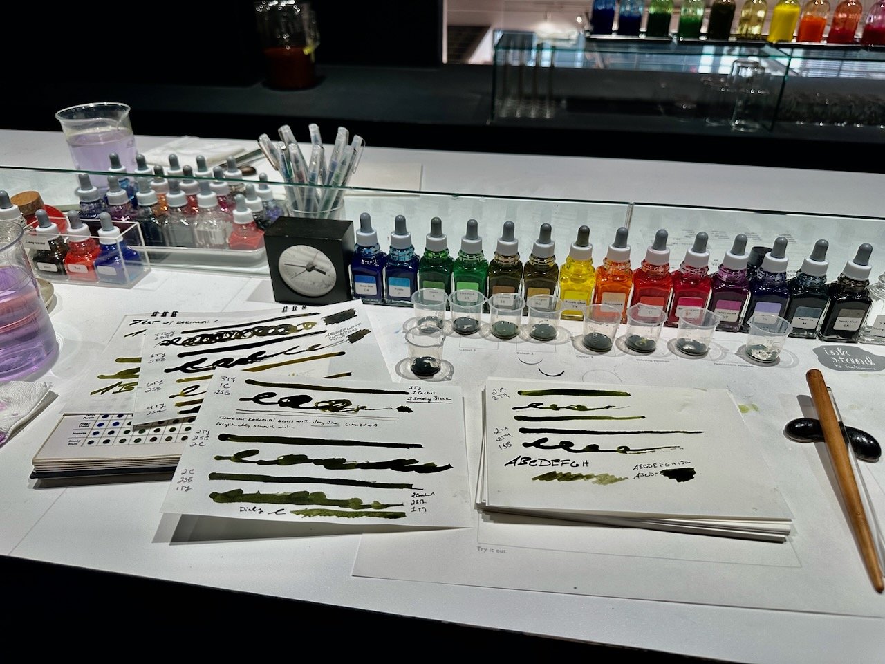 Kakimori Inkstand Station Showing Joe's Ink Mixing in Progress