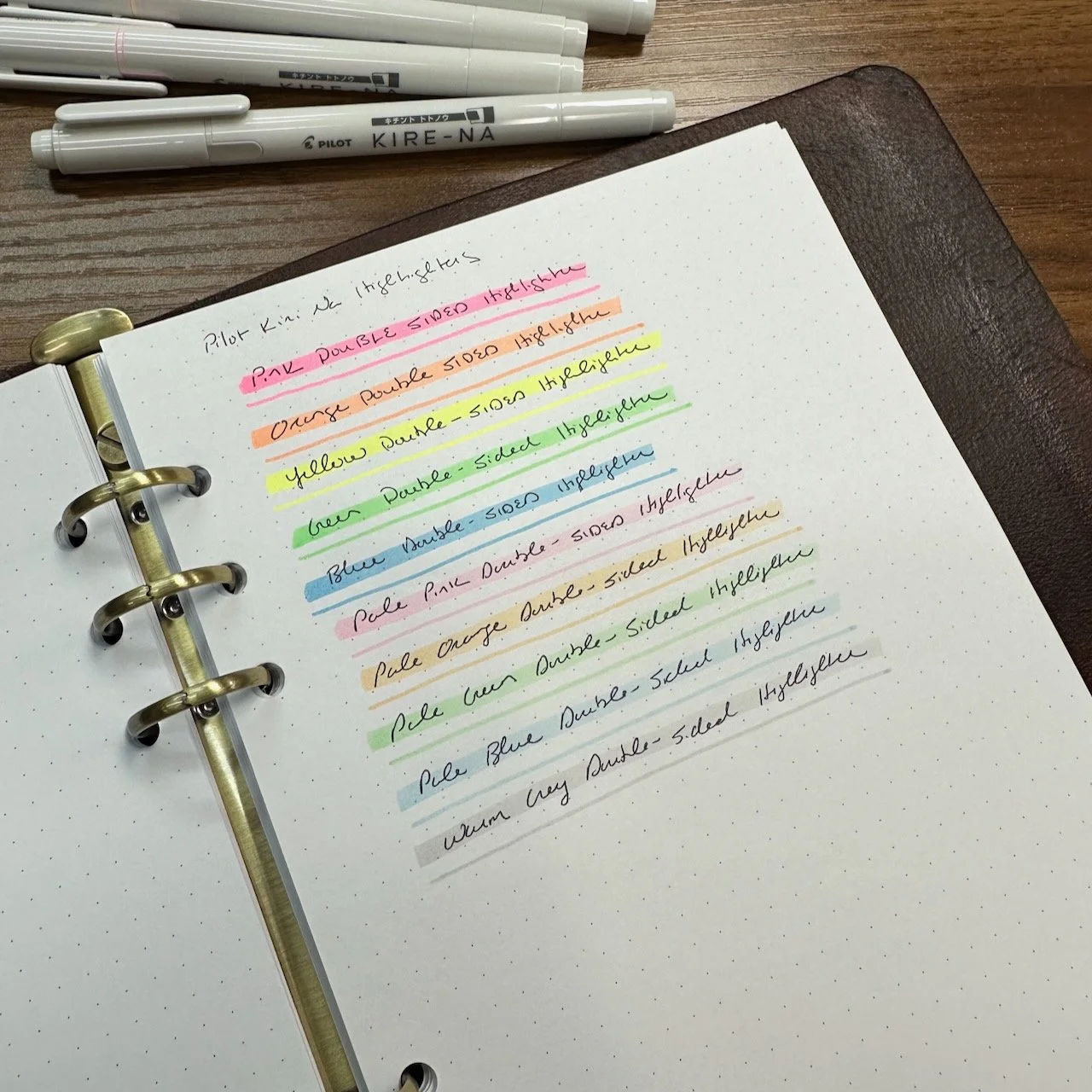 Pilot Kire-Na Highlighter Writing Samples Different Angles