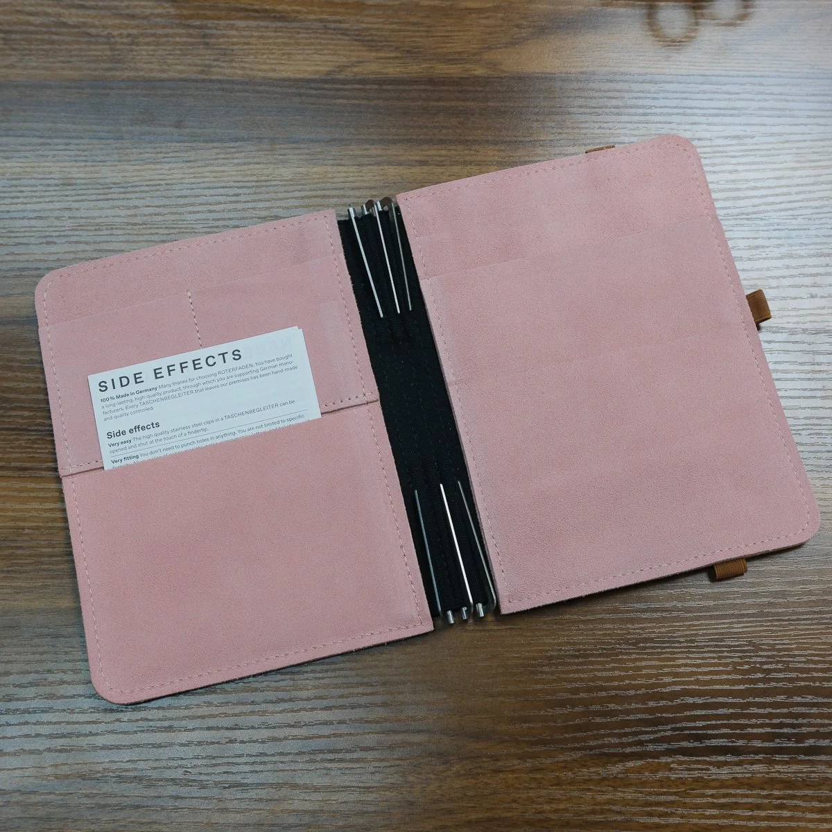 Roterfaden Taschenbegleiter LTD_039 Natural Leather A5 Antic Rose Suede Interior