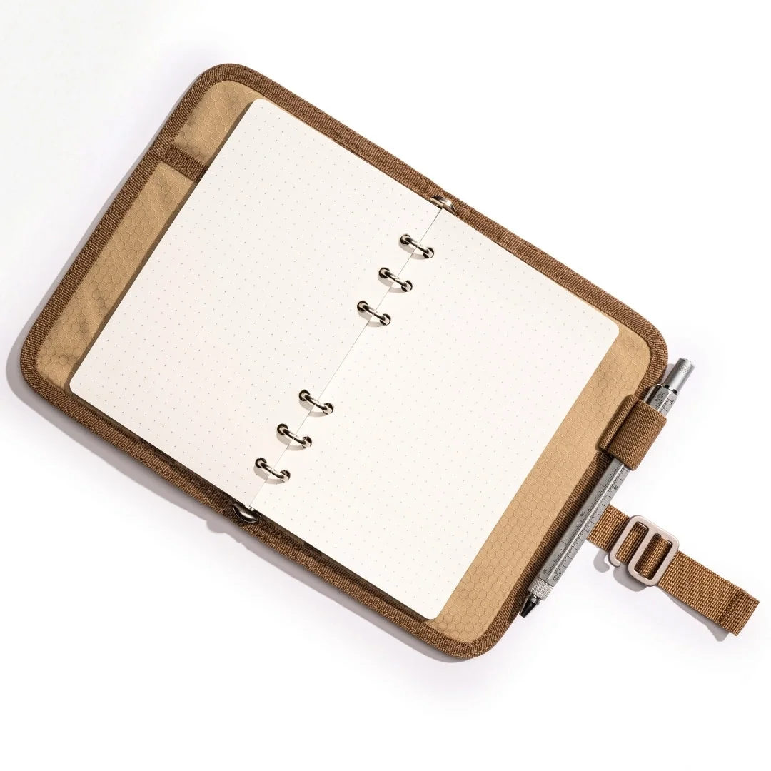 Lochby A6 Field Binder Open with rings open with Tan Interior