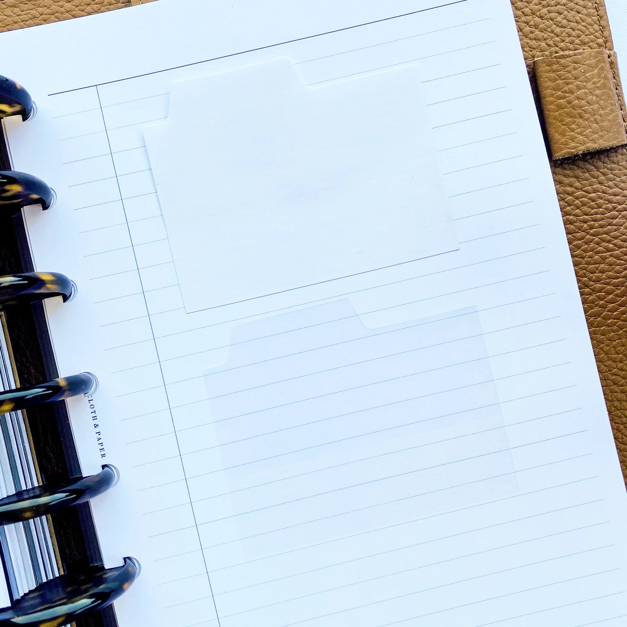 Cloth & Paper Blank Tabs Stickies in-place