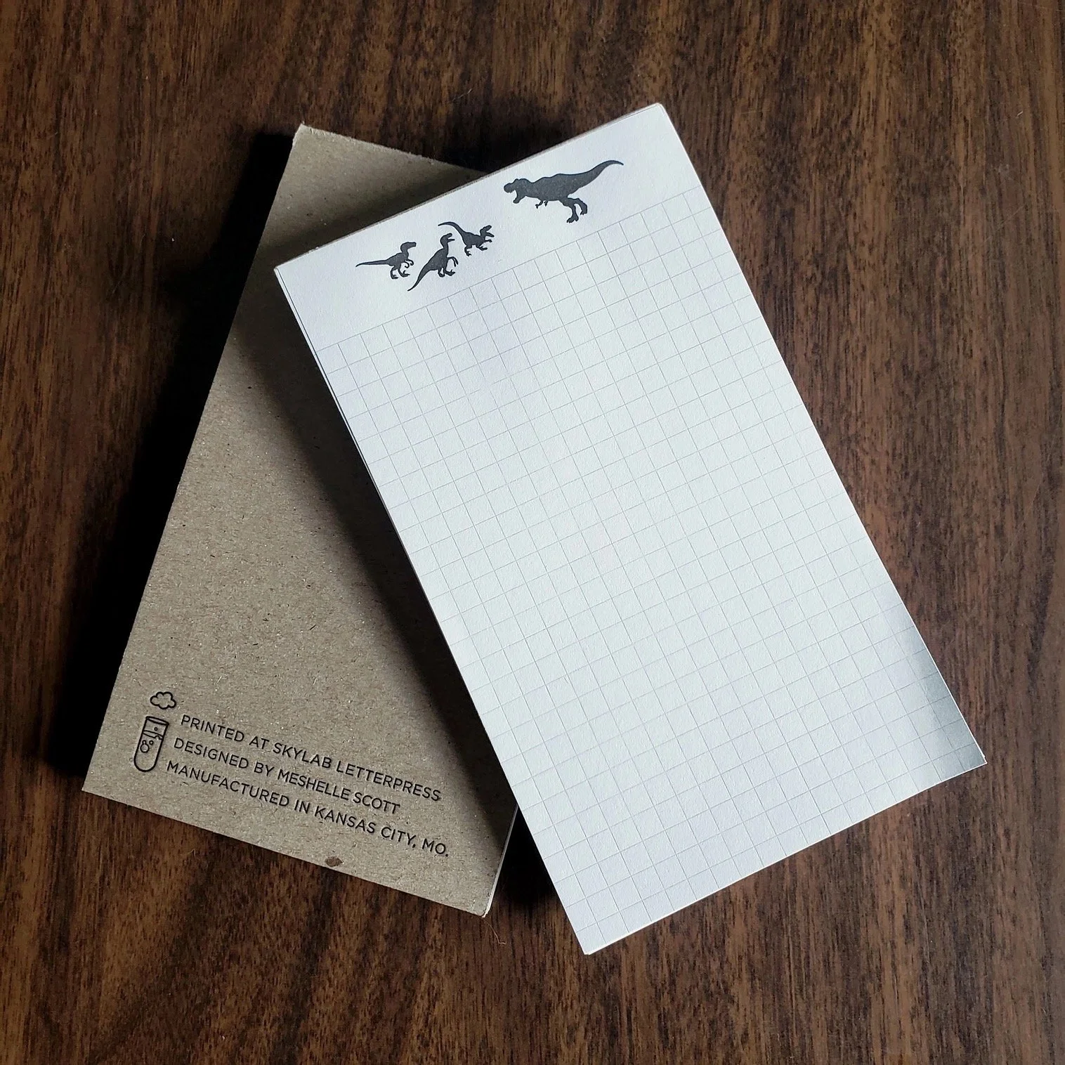 Letterpress Velociraptor Notepads TRex