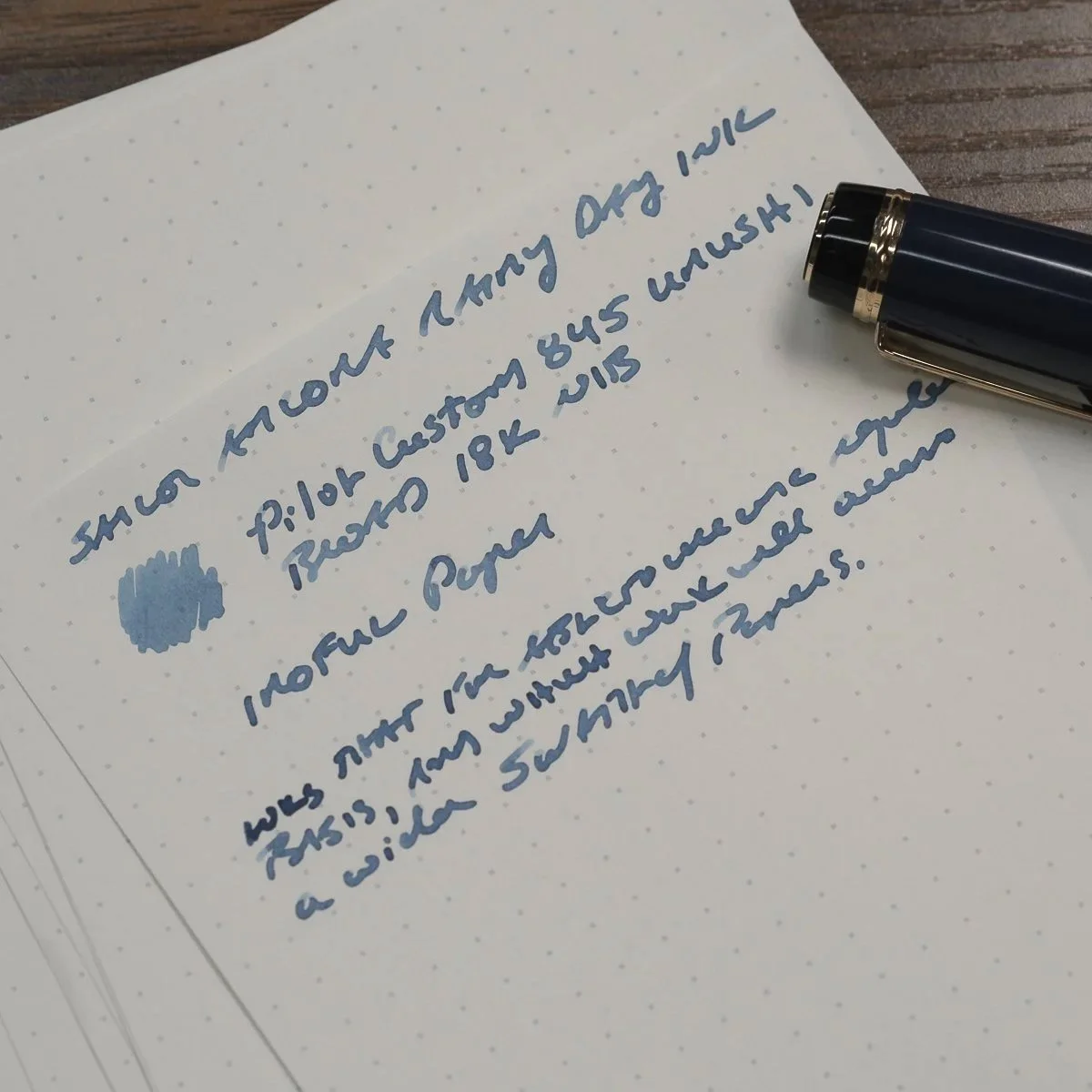 Ancora Rainy Day Ink Writing Sample on Iroful Paper