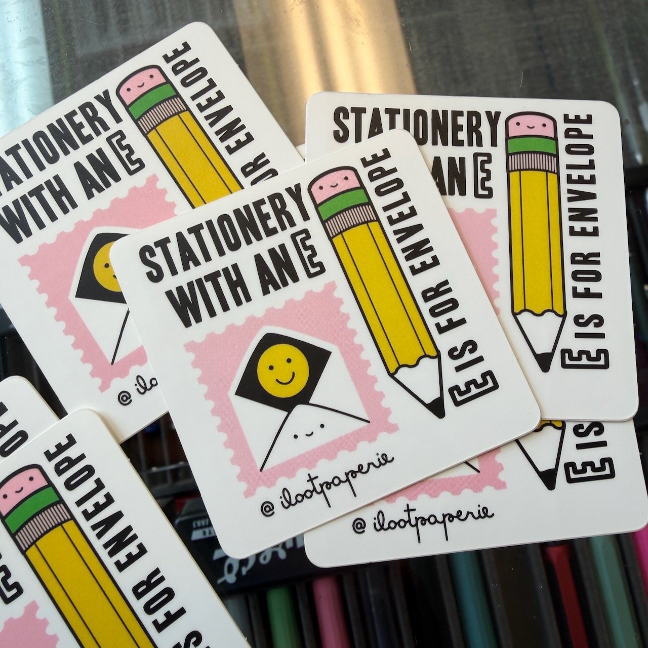 Stationery with an E Matte Vinyl Sticker