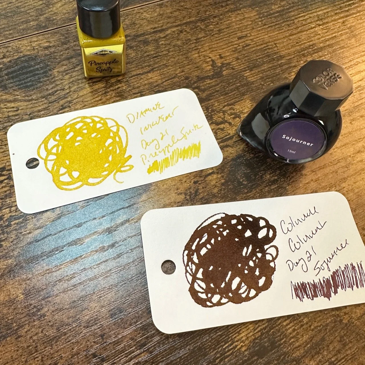 Diamine Inkvent Pineapple Spritz and Colorverse Sojourner