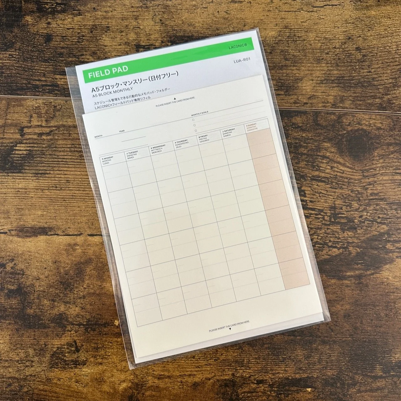 Laconic Field Pad Refill (Undated Monthly Calendar)