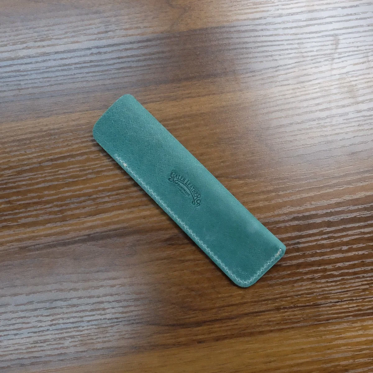 Galen Leather Single Pen Sleeve Light Teal