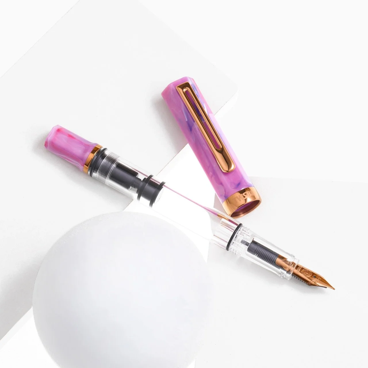 TWSBI ECO Fluorite Purple + Bronze Fountain Pen Uncapped