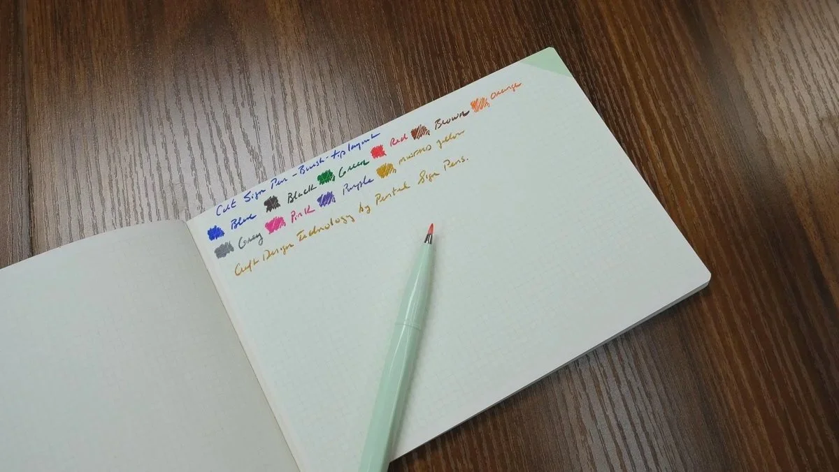 Pentel Sign Pen Writing Samples 10 Colors