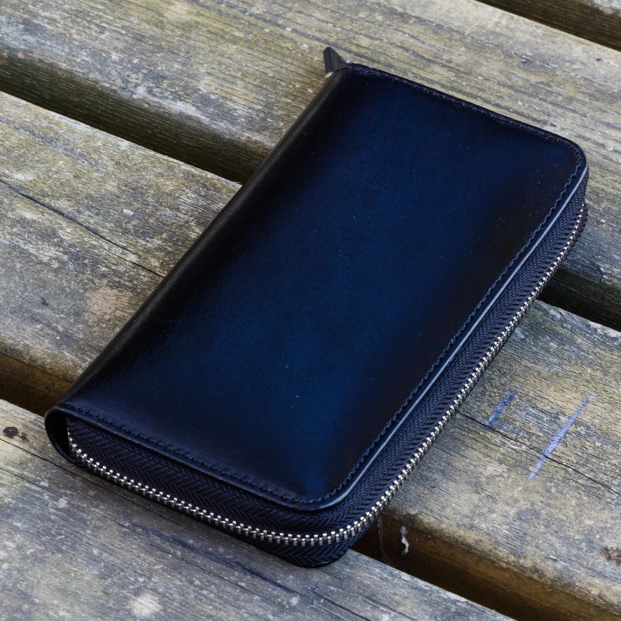 Galen Leather 3-Pen Zippered Case Black
