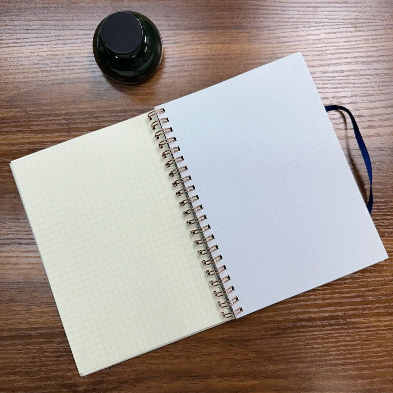 Joe's Custom B6 Kakimori Notebook Open to Neue Gray and OK Fools Paper