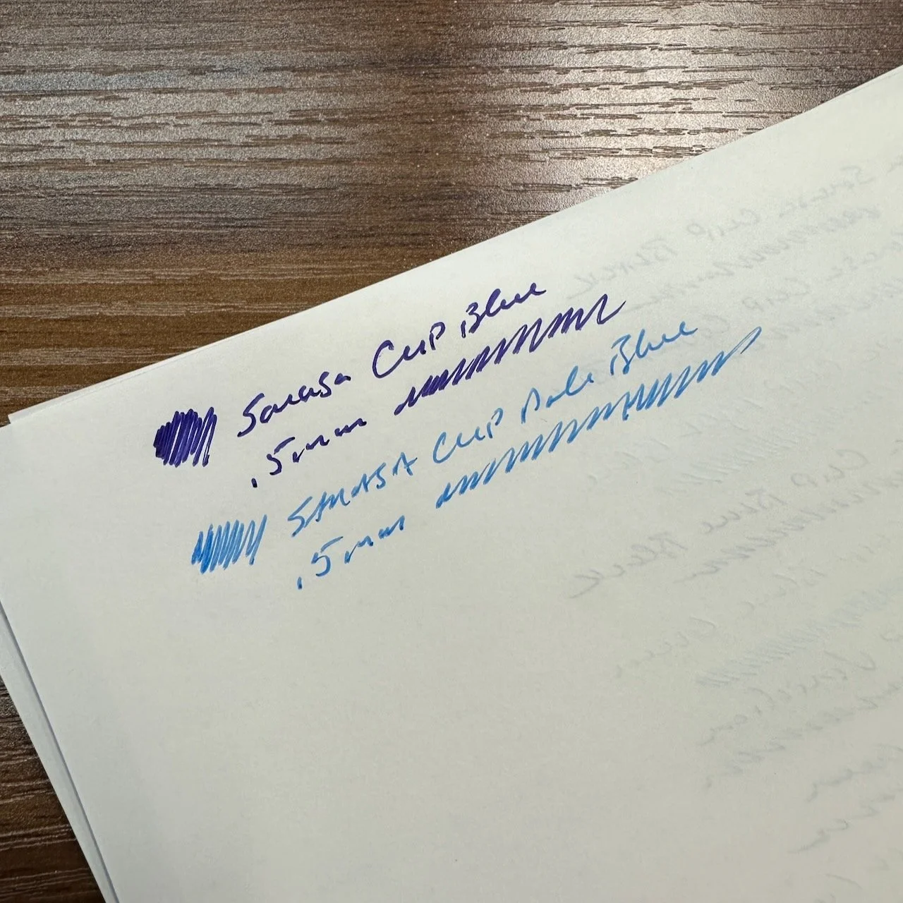 Zebra Sarasa Clip Blue / Pale Blue Writing Samples