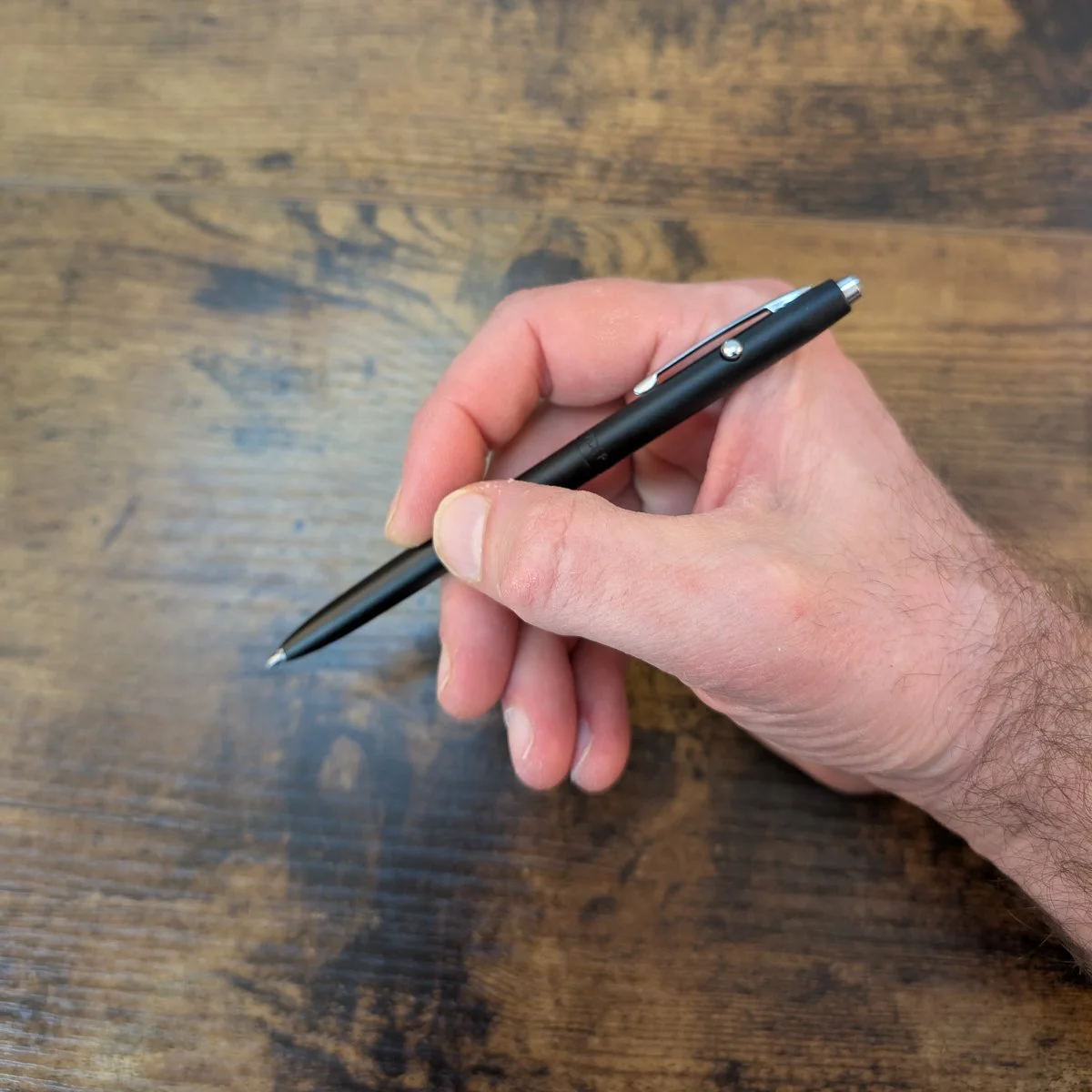 Fisher Space Pen Shuttle Pen Matte Black and Chrome in-hand