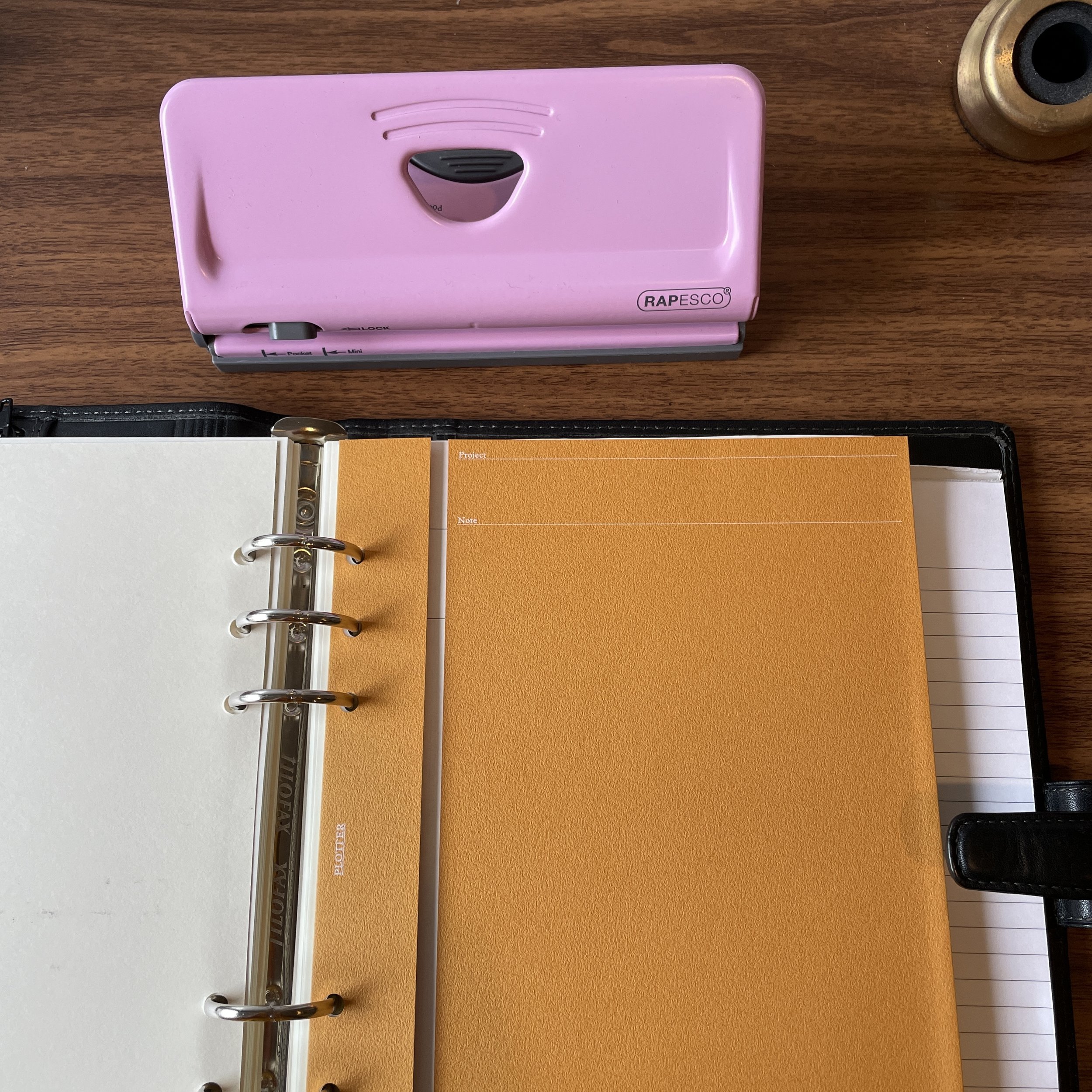 3 Ring Hole Puncher for Binders,Pink,with 10 Ruler, Plus Paper-chip Tray  Des