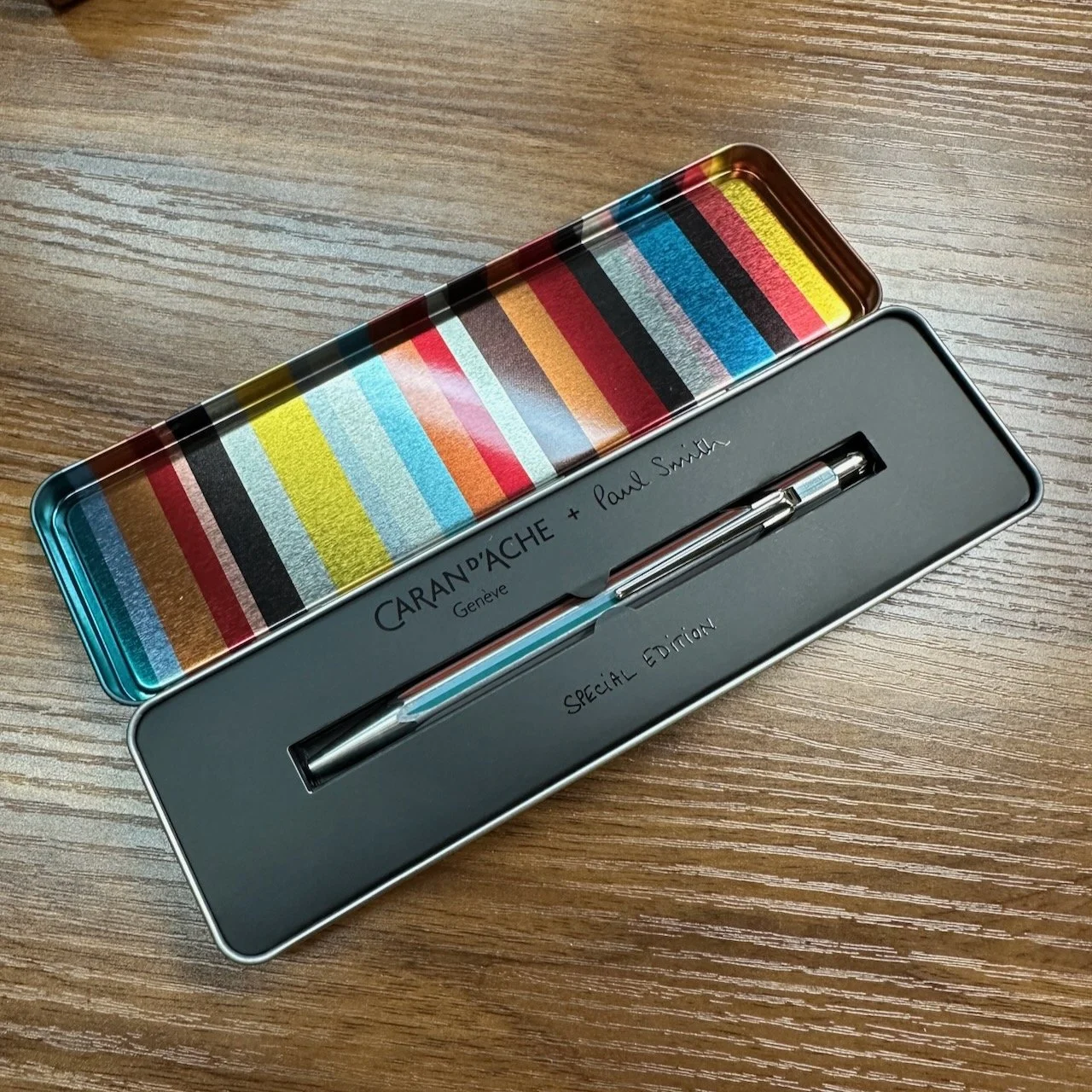 Caran d'Ache + Paul Smith 849 Ballpoint Raw Silver Open
