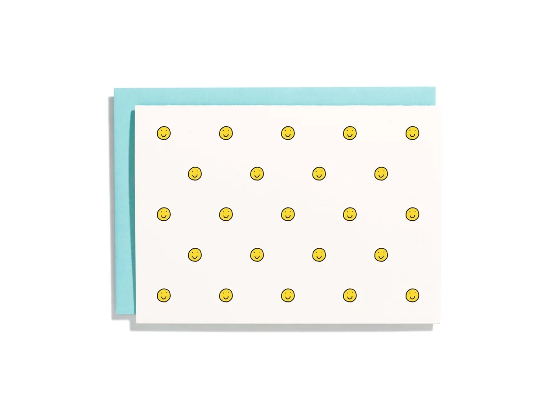 Smiley Face Letterpress Single Card