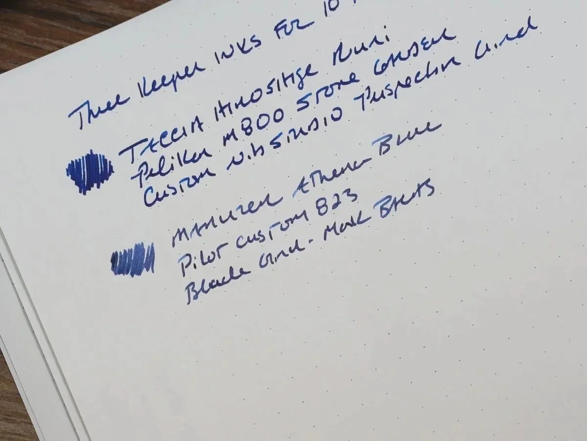 Maruzen Athena Permanent Blue Writing Sample
