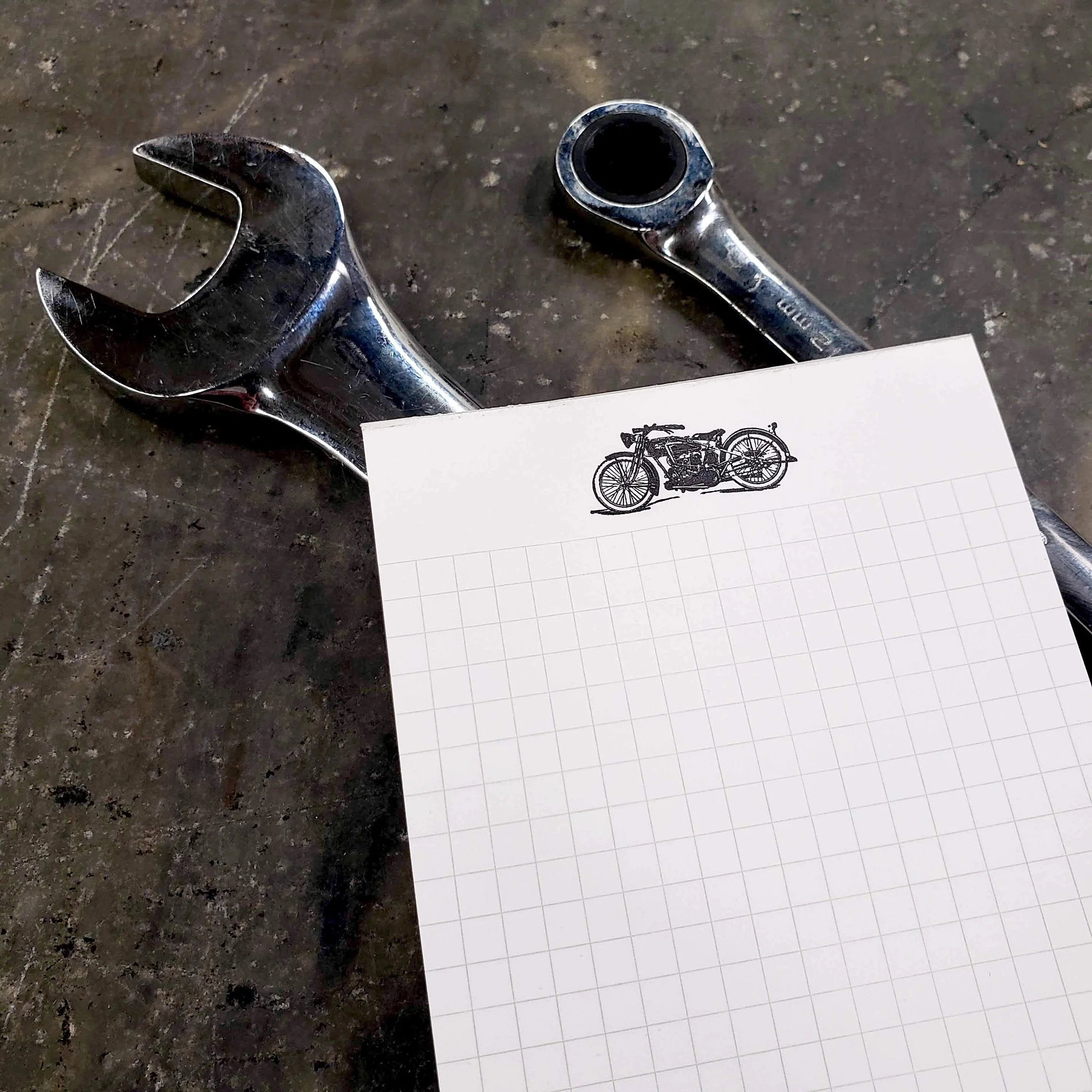 Well-Appointed Desk Letterpress Notepad (Motorcycle Grid)