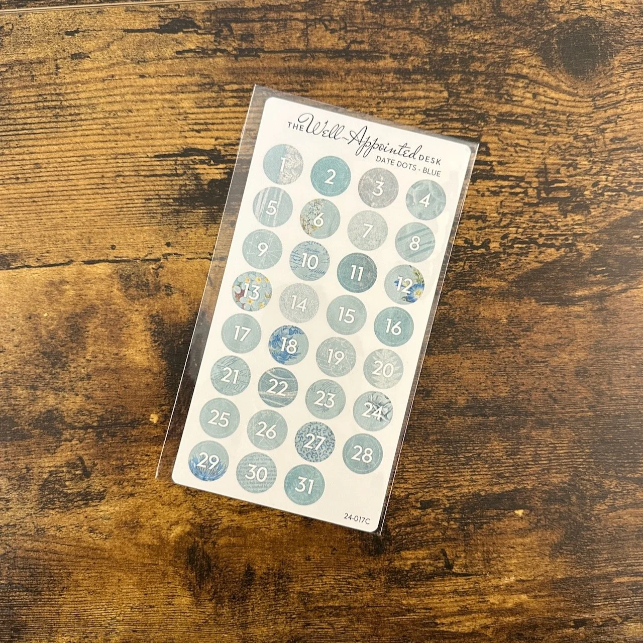 Well-Appointed Desk Date Dot Sticker Sheet Blue