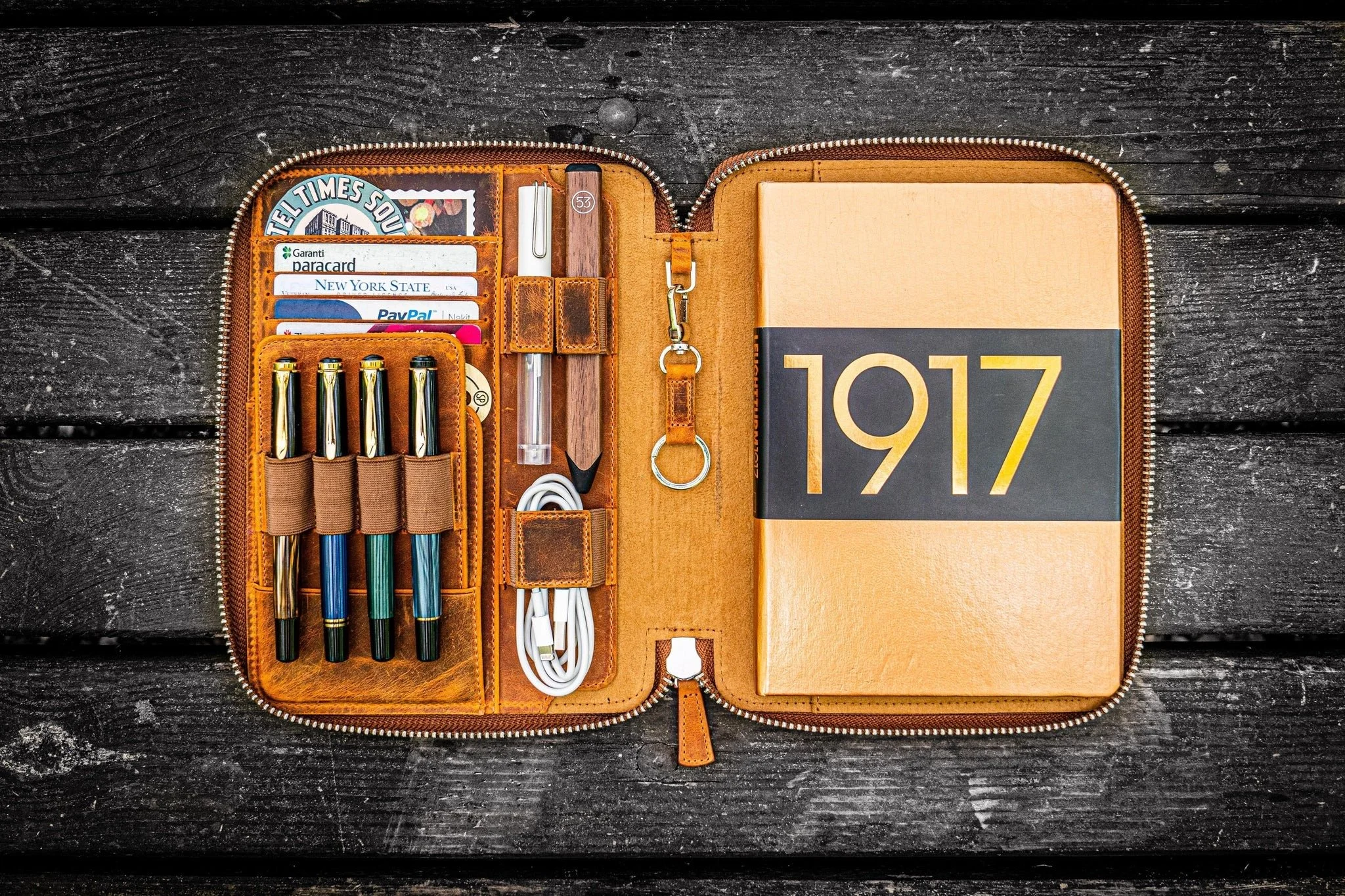 Galen Leather A5 Portfolio Crazy Horse Brown