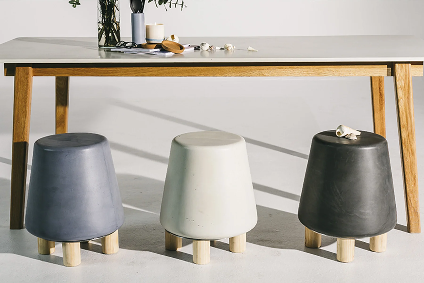  Kevin Stool,  Price $550   https://noodco.com.au/product/kevin-stool/  Layla Dining Table,  Price $3,350   https://noodco.com.au/product/layla-dining-table/ 