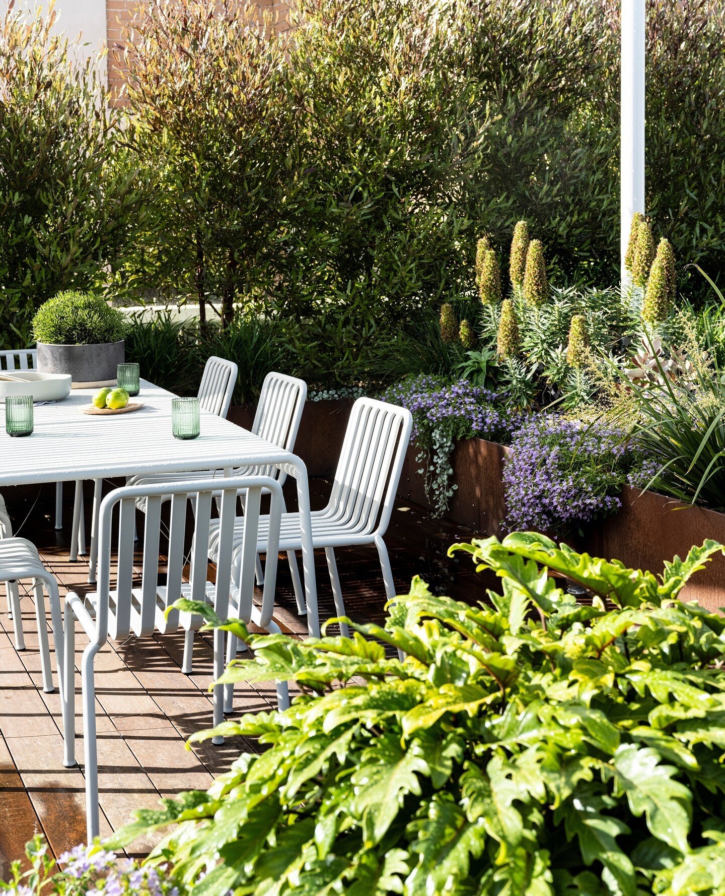 This Pallisade Dining Setting is one of our favourites from a collection of outdoor furniture designed by Ronan and Erwan Bouroullec for HAY. Nestled and grounded amongst a verdant garden.⁠
⁠
🍃 #linkinbio to view project⁠
📸 @brigidarnottphotography