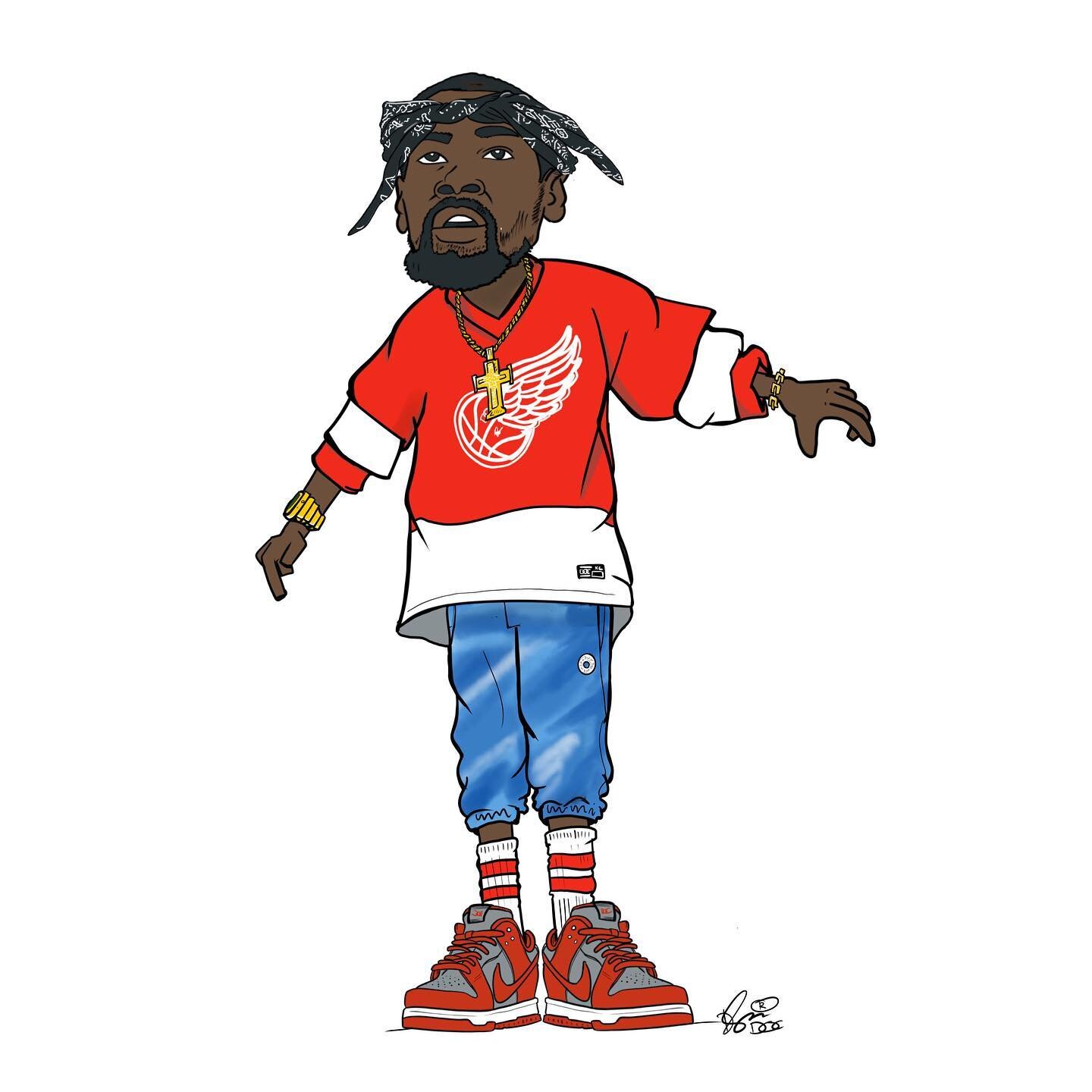 &ldquo;Me against the world&rdquo; - Tupac
.
.
.
 &bull; #docsdoodles #ByDOC #caricature #art #ballharderbydoc #dustincanalin #creativedirector #illustration #sportsArt  #sneakers #nbaArt #kd #tupac #brooklynnets #kevindurant