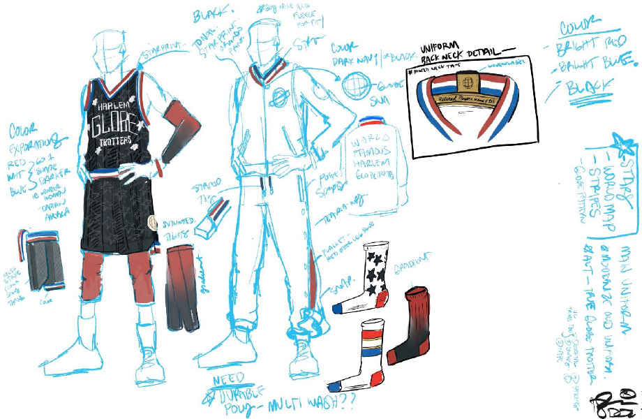 Harlem Globetrotters Uniform Sketch – Early Concept by Dustin O. Canalin