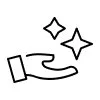 A hand holding two sparkling stars
