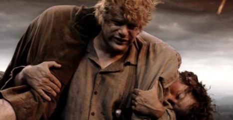 Samwise Gamgee carries Frodo up an active volcano to complete their mission. 