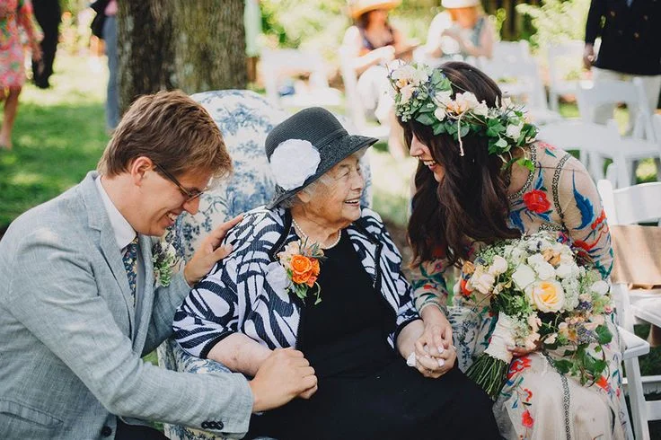 A sweet moment with the Bride's Grandmother