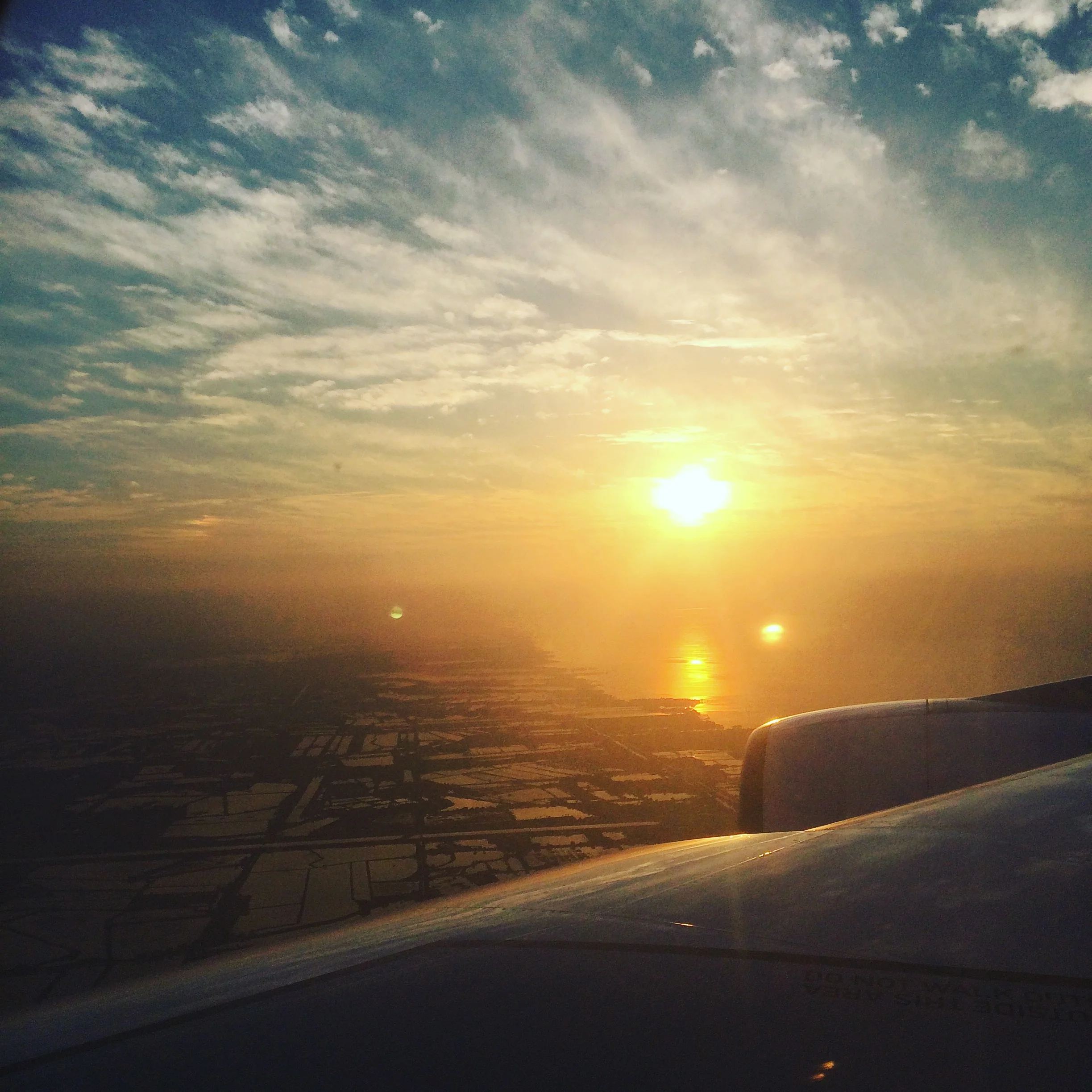 The sunrise arriving into Bangkok. 