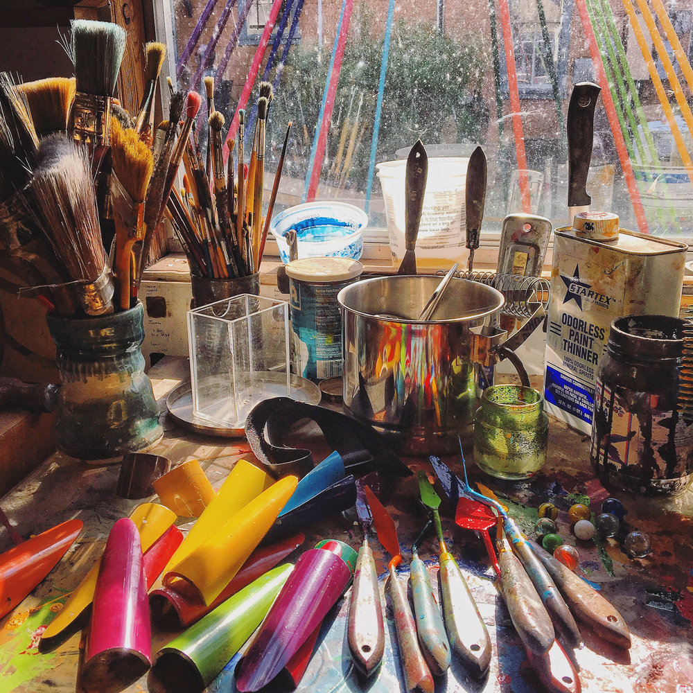  Artist's supplies at Fisterra Studio 