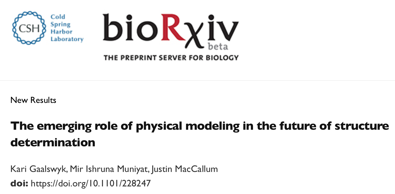 New pre-print on role of physics in structural biology