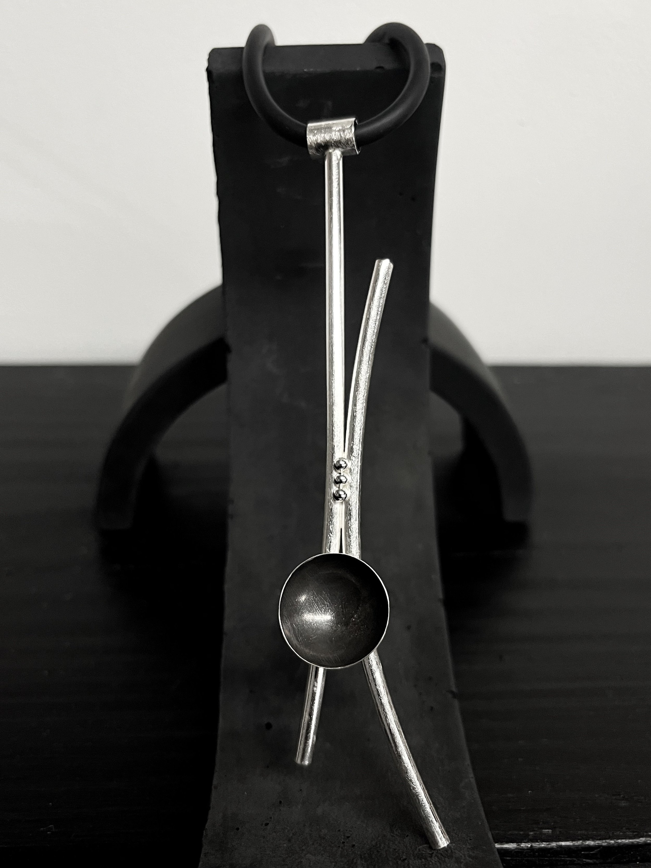 Pendant-double bars w lg oxidized bowl, balls.jpg